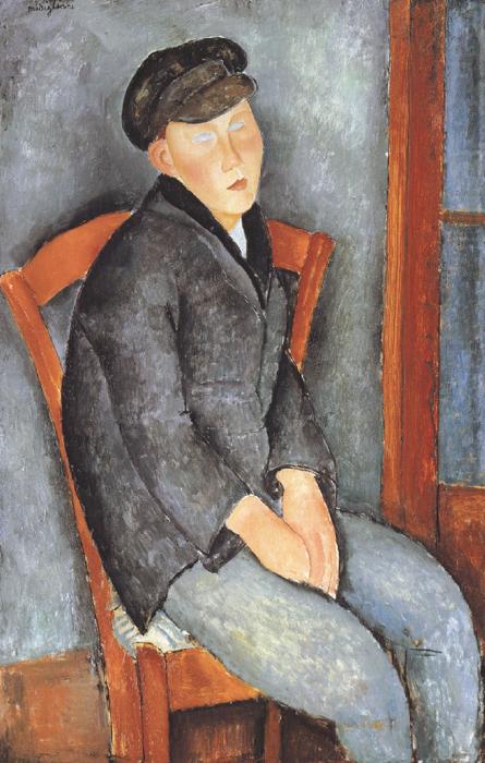 Young Seated Boy with Cap (mk39), Amedeo Modigliani
